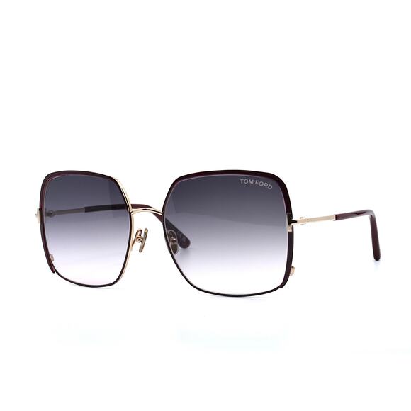 TOM FORD RAPHAELA TF1006 69W GOLD BURGUNDY SMOKE GRADIENT AUTHENTIC SUNG… - Picture 3 of 14